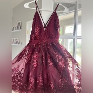 Tule wine Red Cross back homecoming dress Size XS